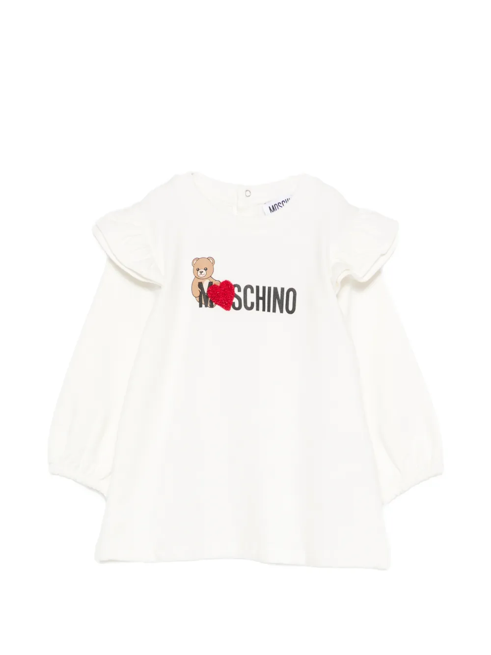 Moschino Kids Teddy Bear ruffled dress - Bianco