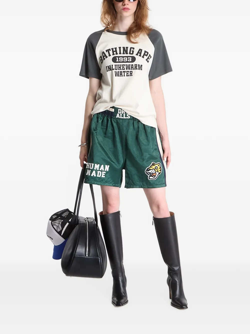 A BATHING APE T-shirt met raglan mouwen Beige