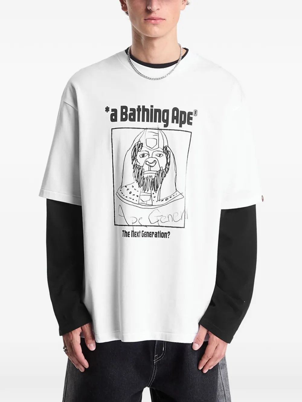 A BATHING APE General T-shirt met print Wit