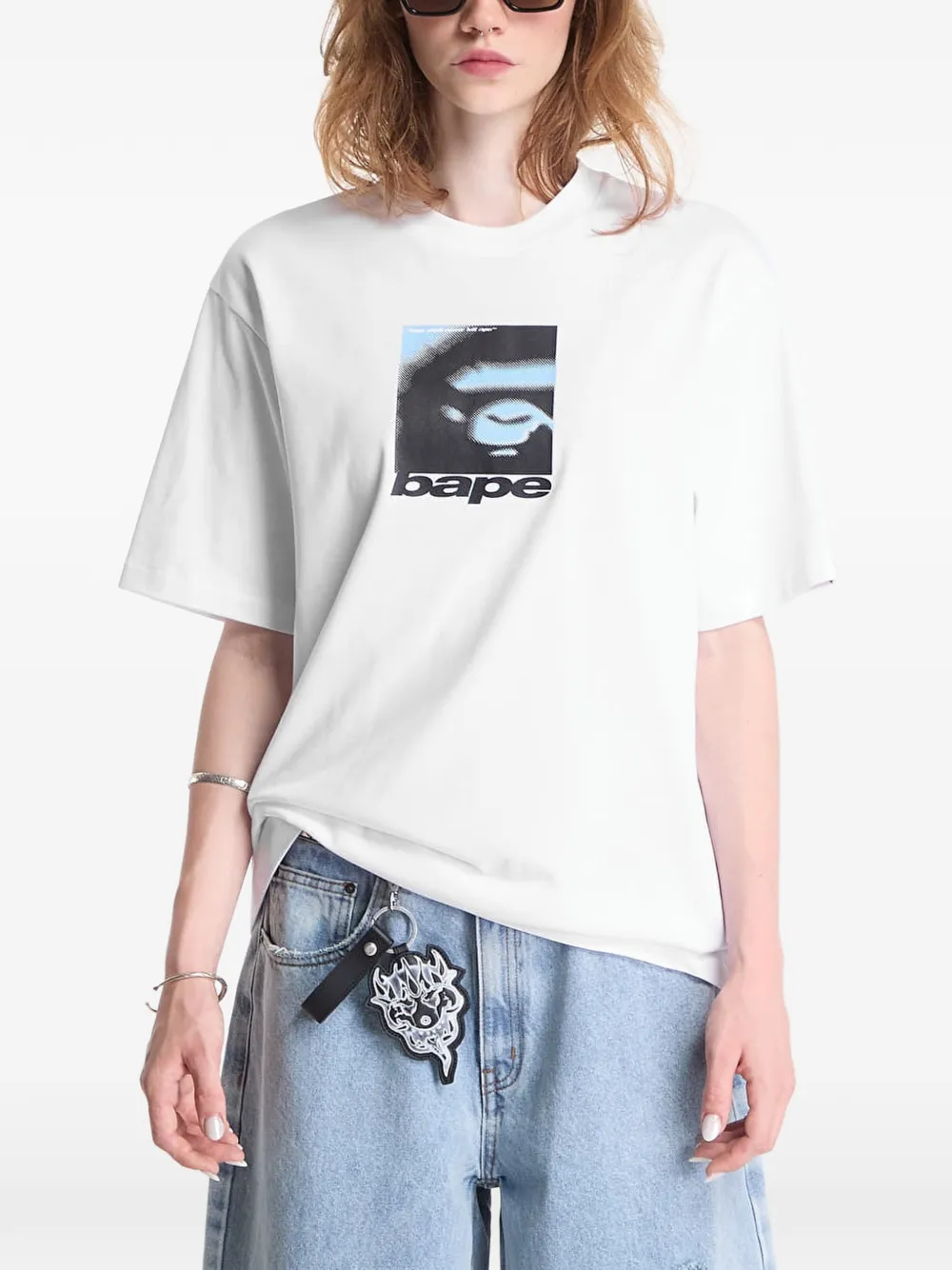 A BATHING APE Spray Ape Head T-shirt Wit