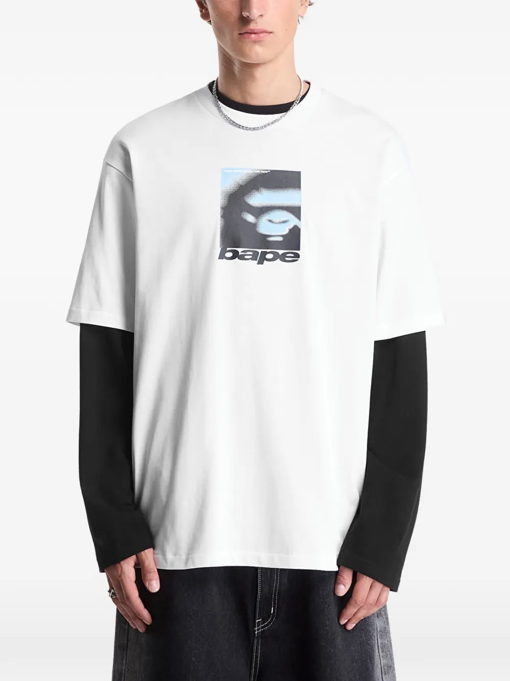 A BATHING APE Spray Ape Head T-shirt Wit