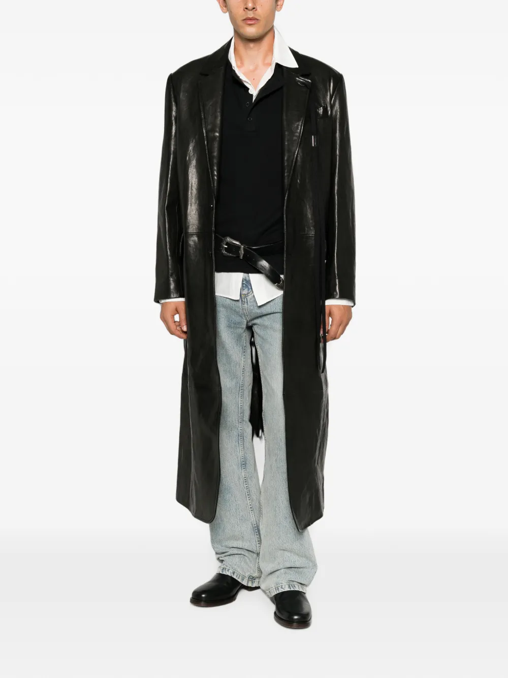 Ann Demeulemeester Leren jas Zwart