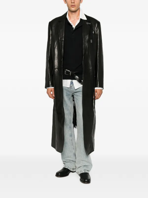 Ann Demeulemeester レザーコート | ブラック | FARFETCH JP