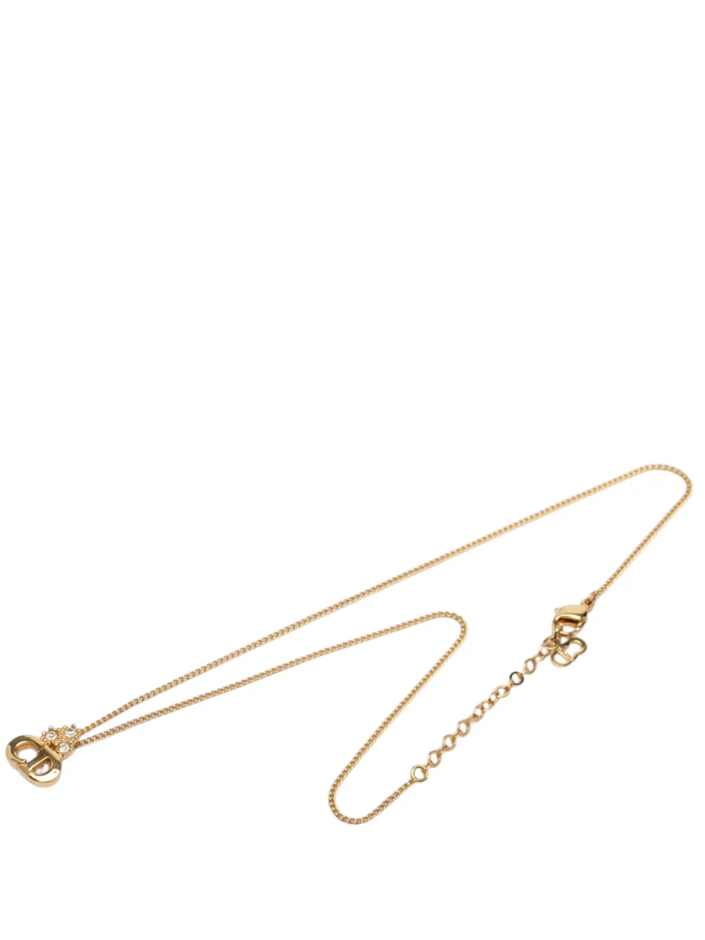 Christian Dior Pre-Owned 1980-1990 Gold Plated Strass CD Logo Pendant Necklace costume necklace