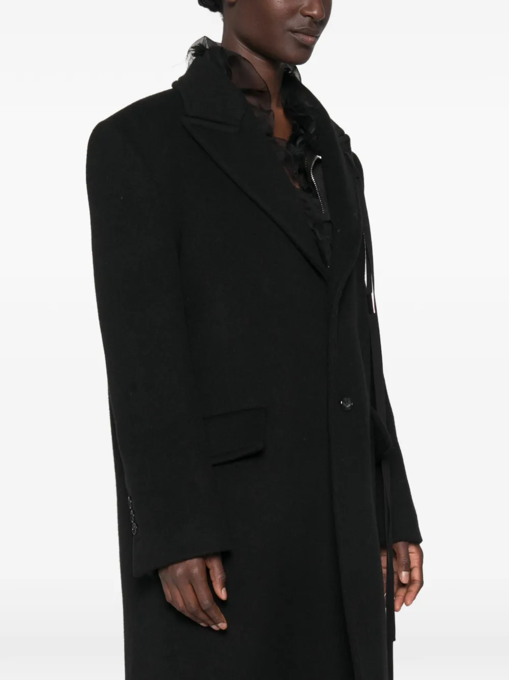 Ann Demeulemeester Wollen jas met enkele rij knopen Zwart