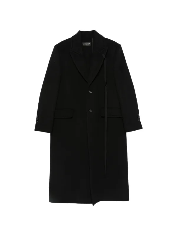Ann Demeulemeester Single-breasted Notched-lapels Wool Coat in Black