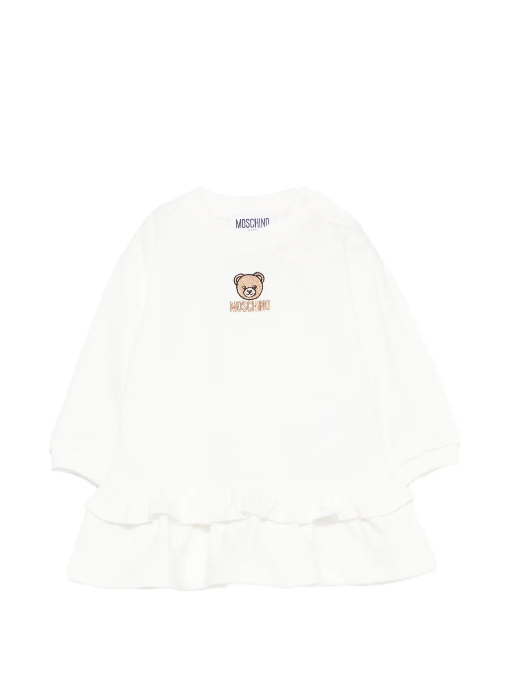 Moschino Kids Teddy Bear ruffled dress - Bianco