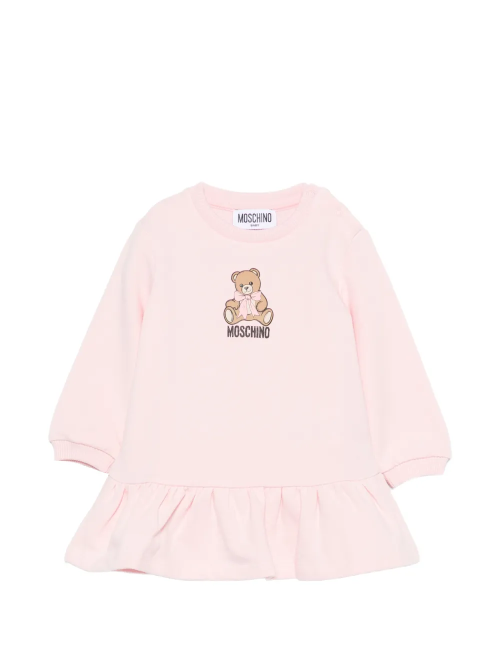 Moschino Kids teddy-print ruffled dress - Rosa