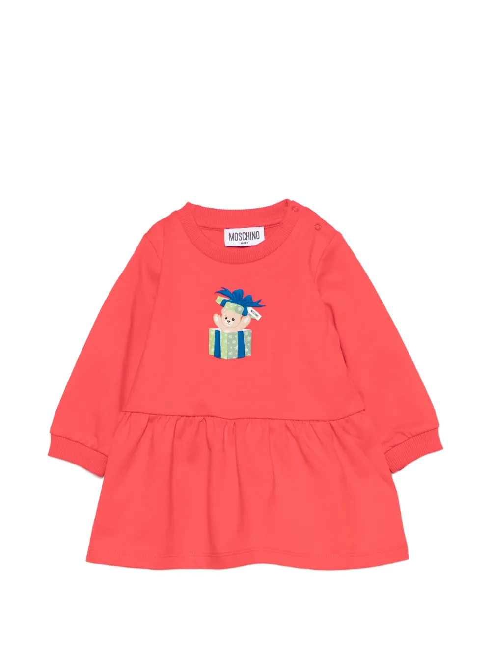 Moschino Kids teddy-print flared dress - Rosso