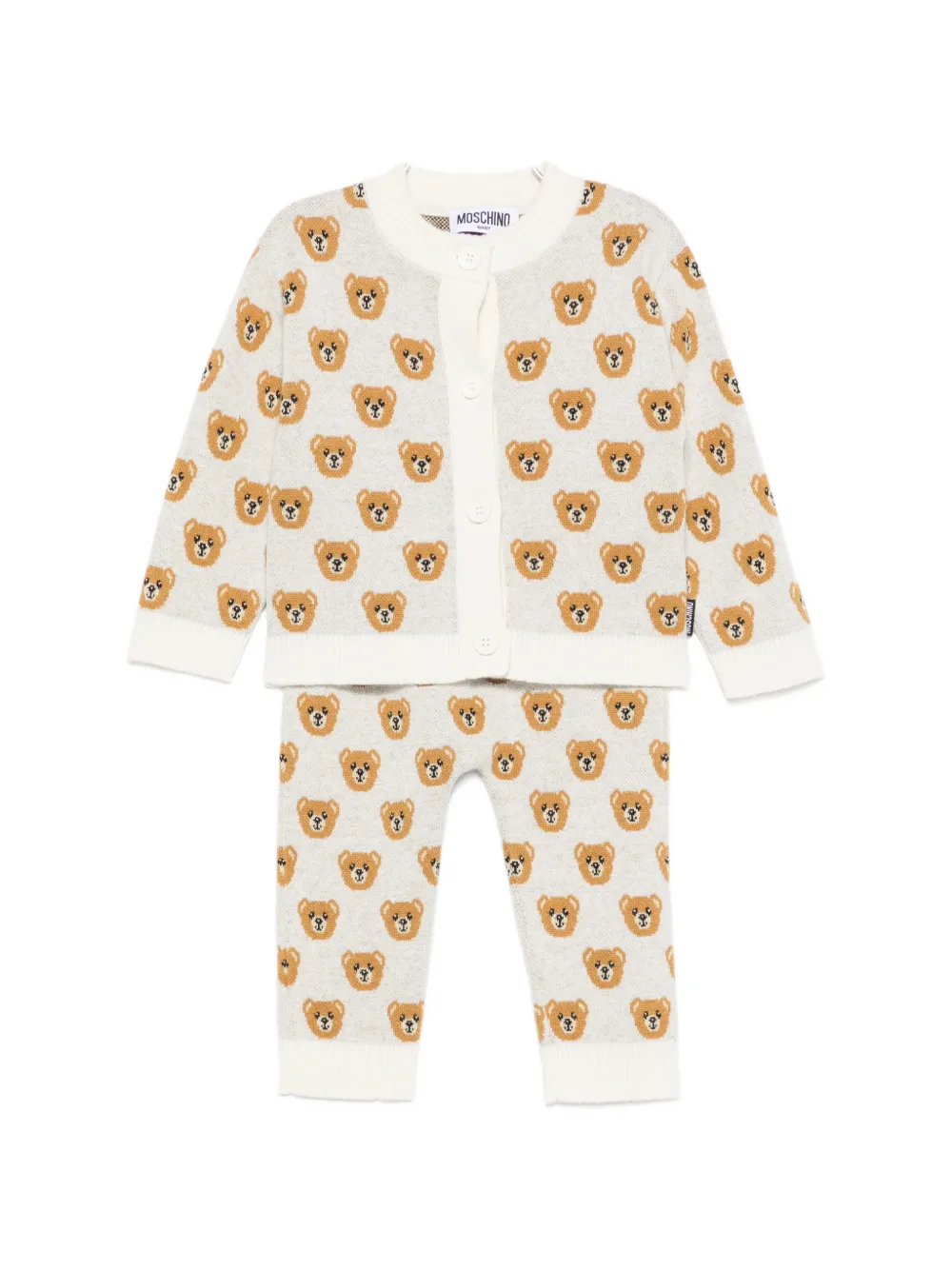 Moschino Kids Teddy Bear intarsia-knit trousers set - Toni neutri