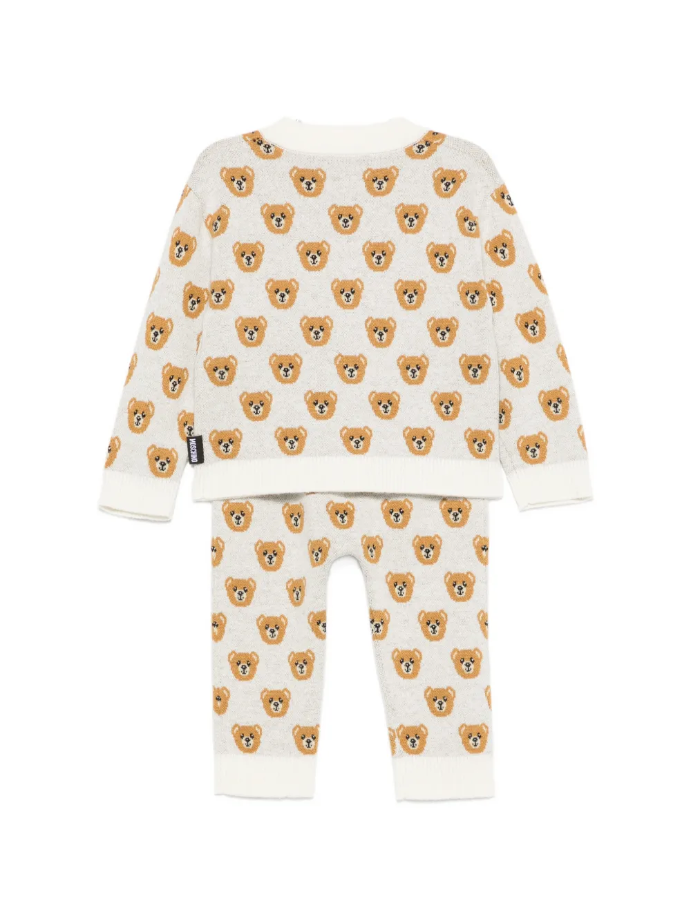 Moschino Kids Teddy Bear intarsia-knit trousers set Beige