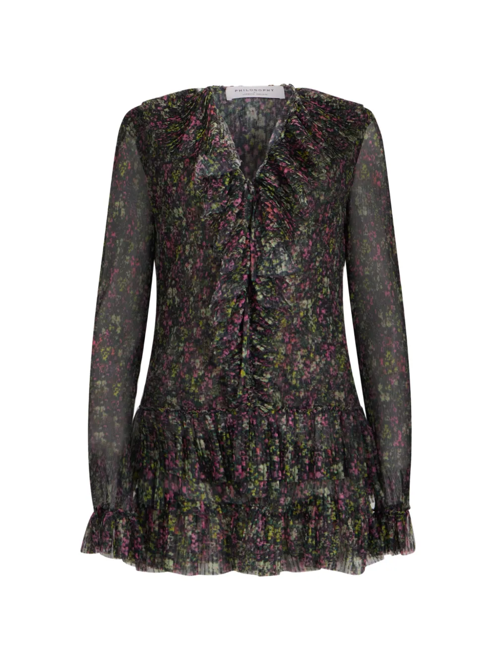 Philosophy Di Lorenzo Serafini ruffled floral-print blouse - Schwarz