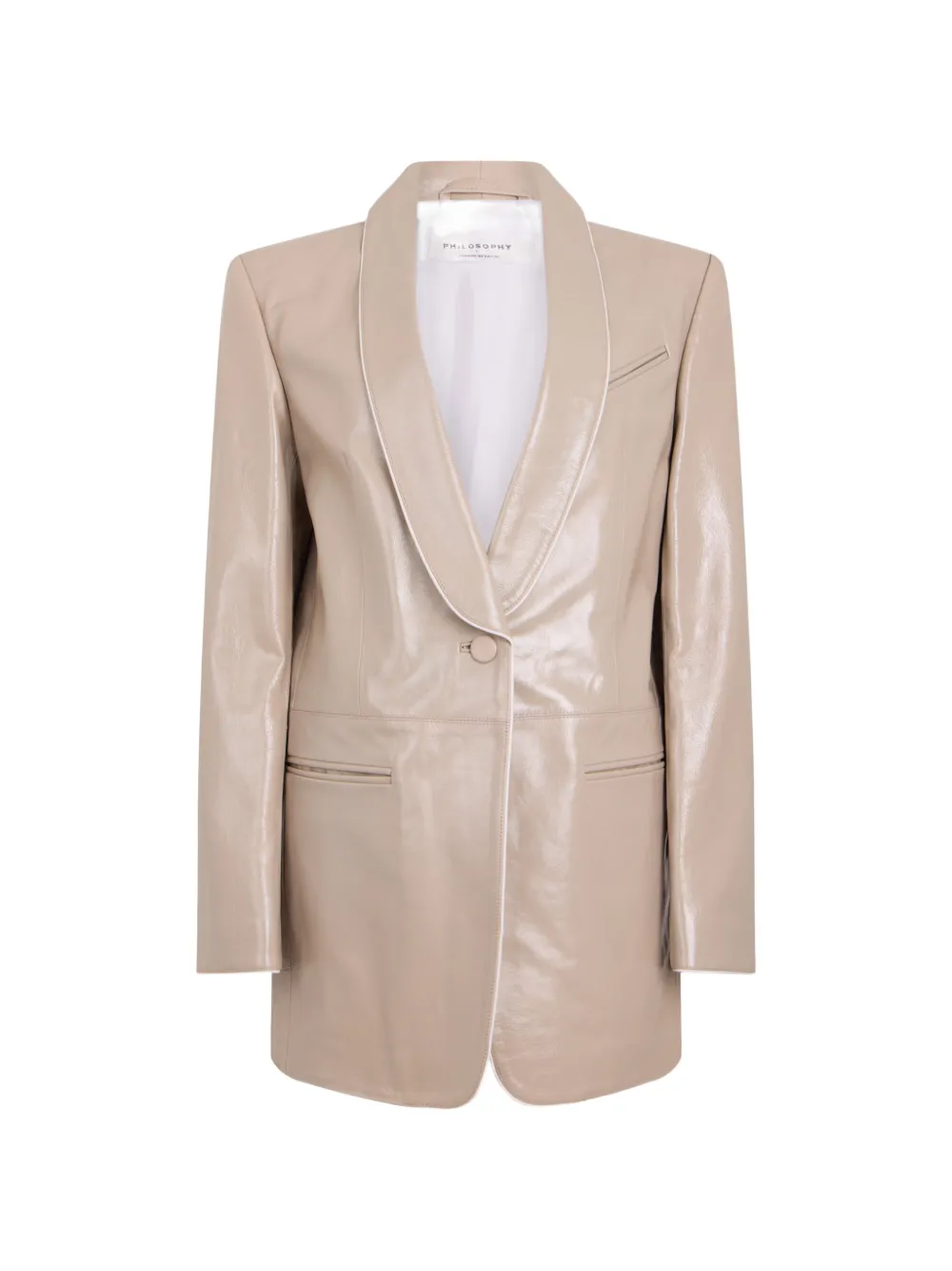 Philosophy Di Lorenzo Serafini leather V-neck blazer - Nude