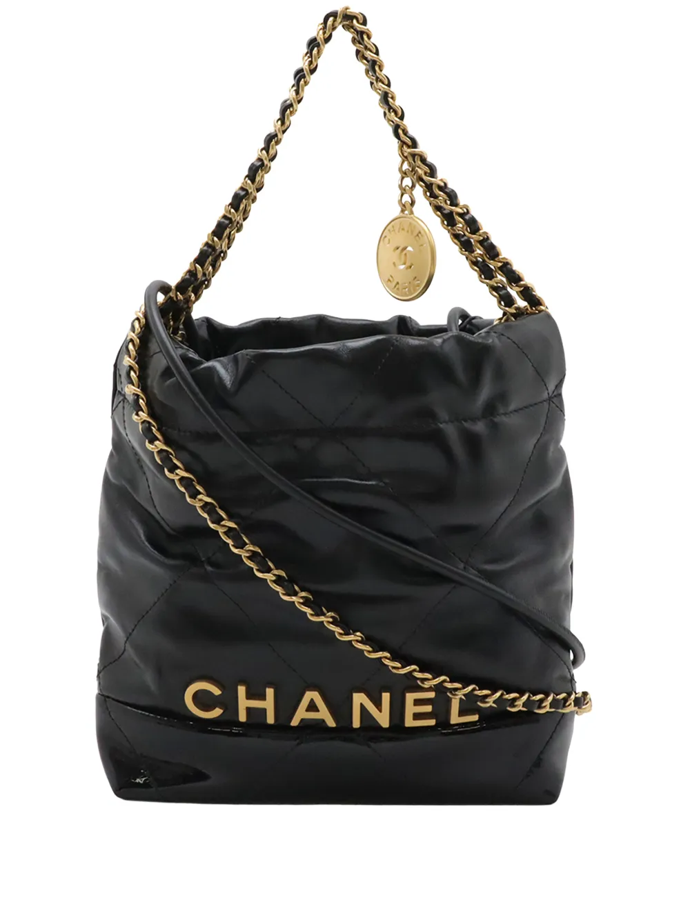 CHANEL Pre-Owned 2021-2026 Mini Shiny Calfskin and Patent 22 Handbag satchel - Nero