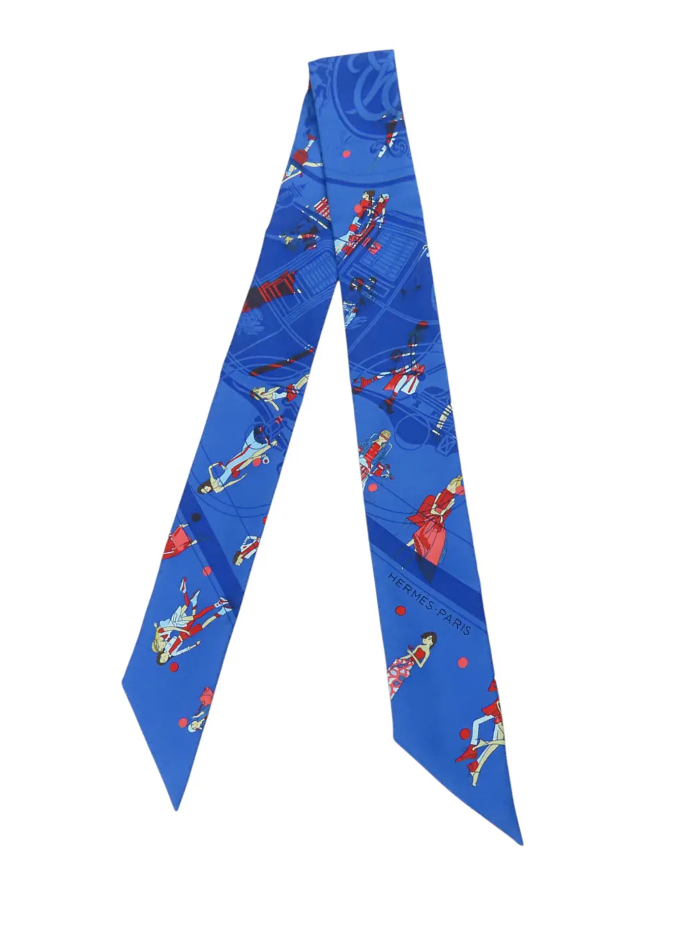 Hermès Pre-Owned 2019-2020 Ex Libris Les Parisiennes Silk Twilly Scarf scarves - Blau