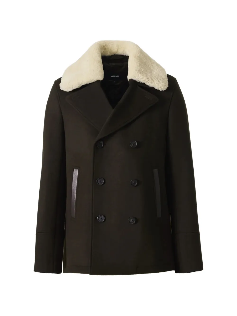 Mackage Cole shearling-collar double-breasted coat - Braun