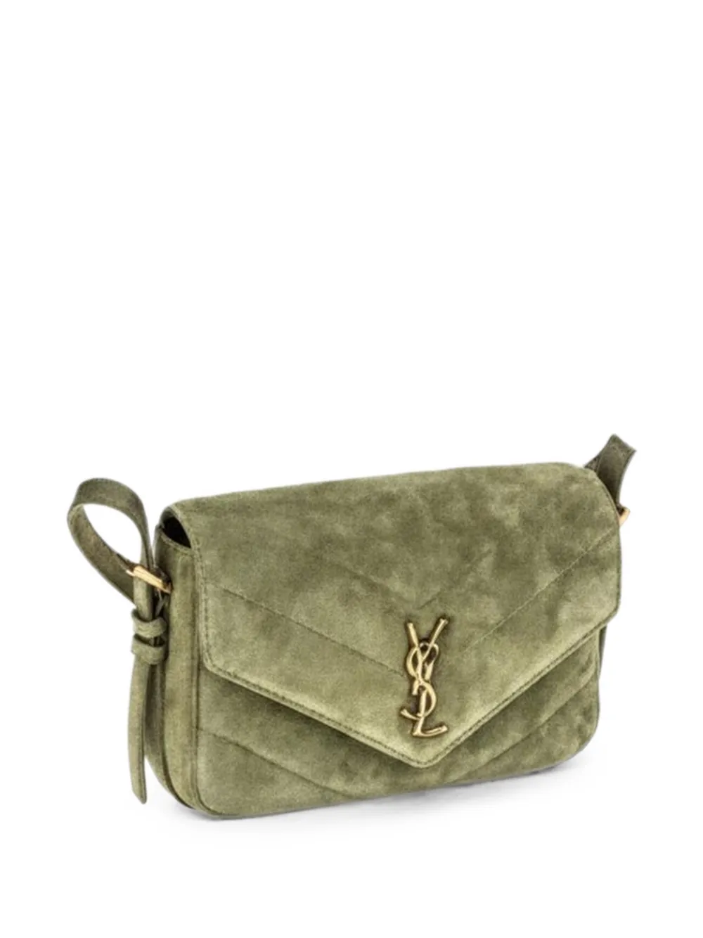 Saint Laurent small LouLou matelassé suede shoulder bag - Grün