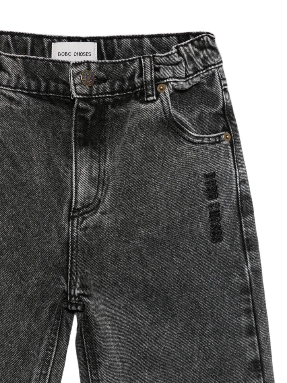 Bobo Choses Jeans met geborduurd logo en acid wassing Grijs