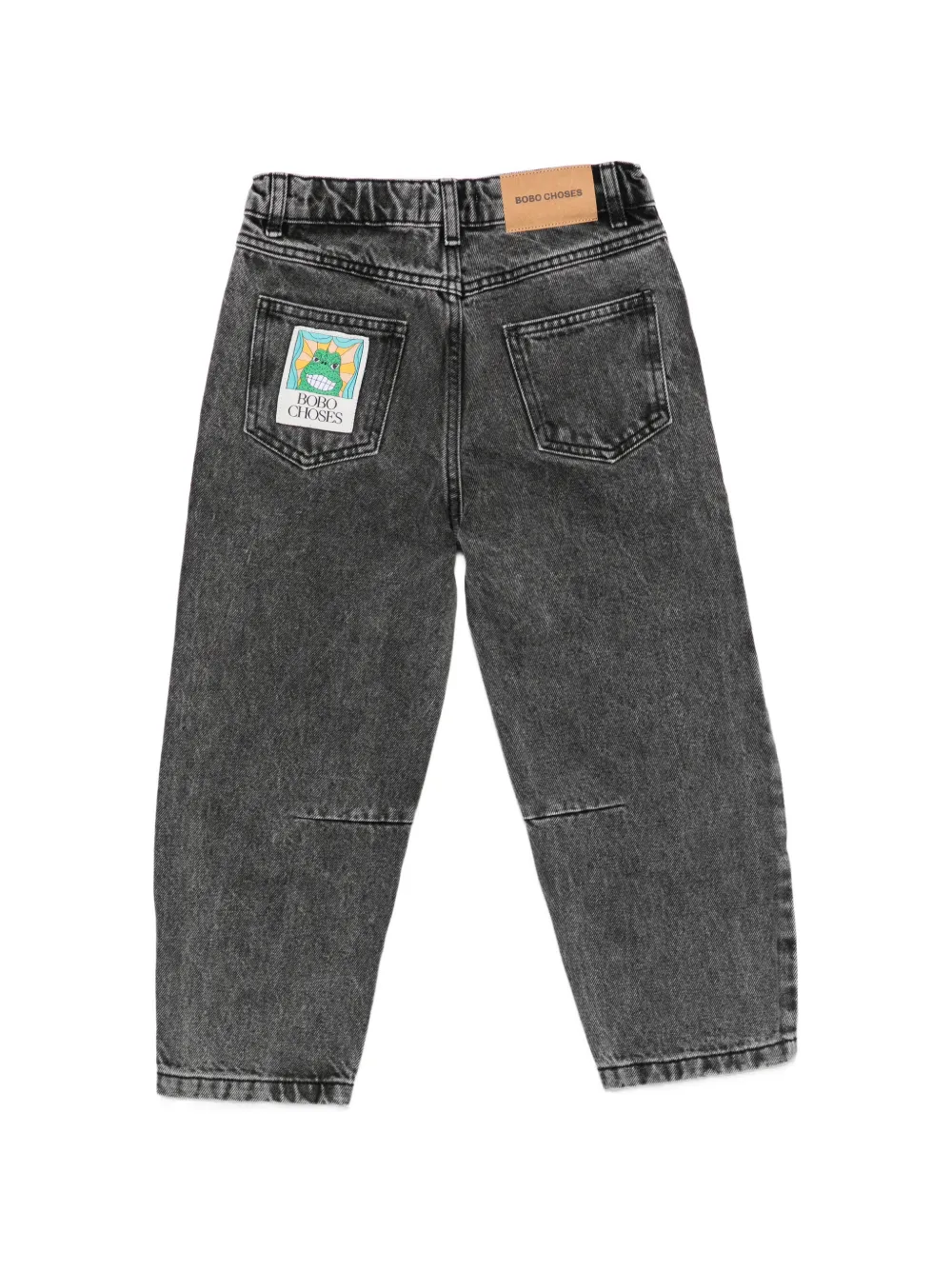 Bobo Choses Jeans met geborduurd logo en acid wassing Grijs