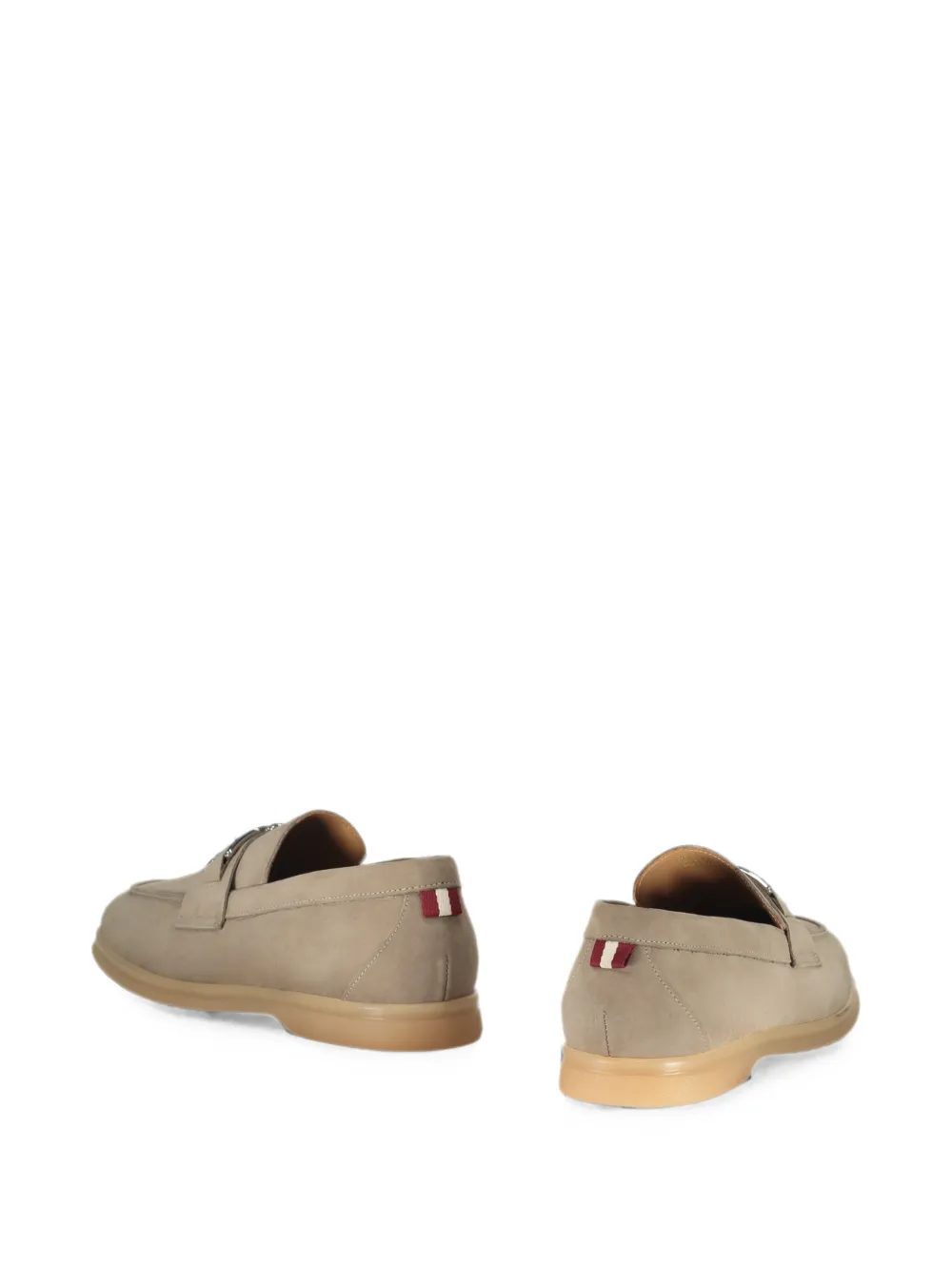 Bally logo-plaque leather loafers Beige