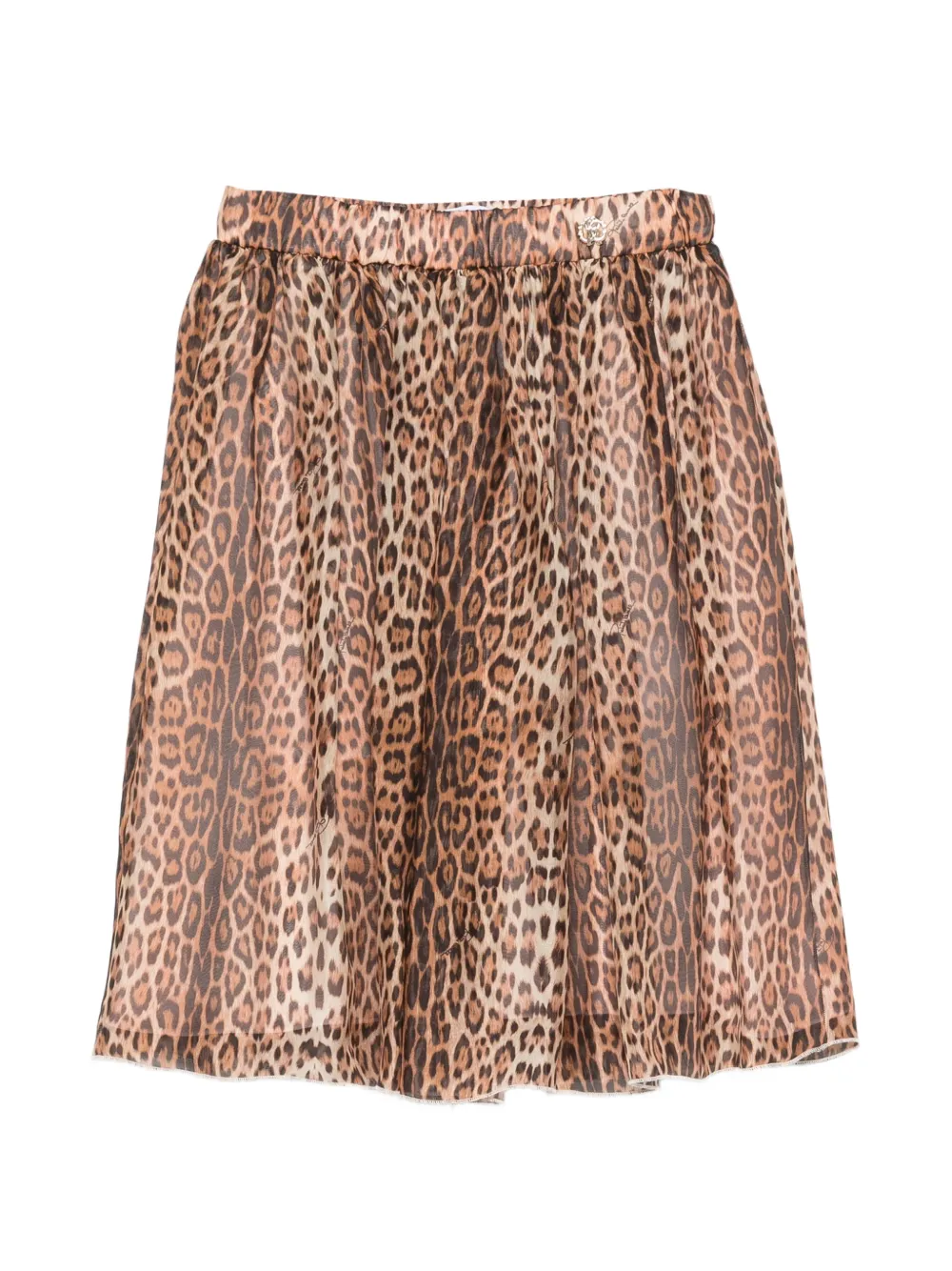 Roberto Cavalli Junior leopard-print pleated skirt - Marrone