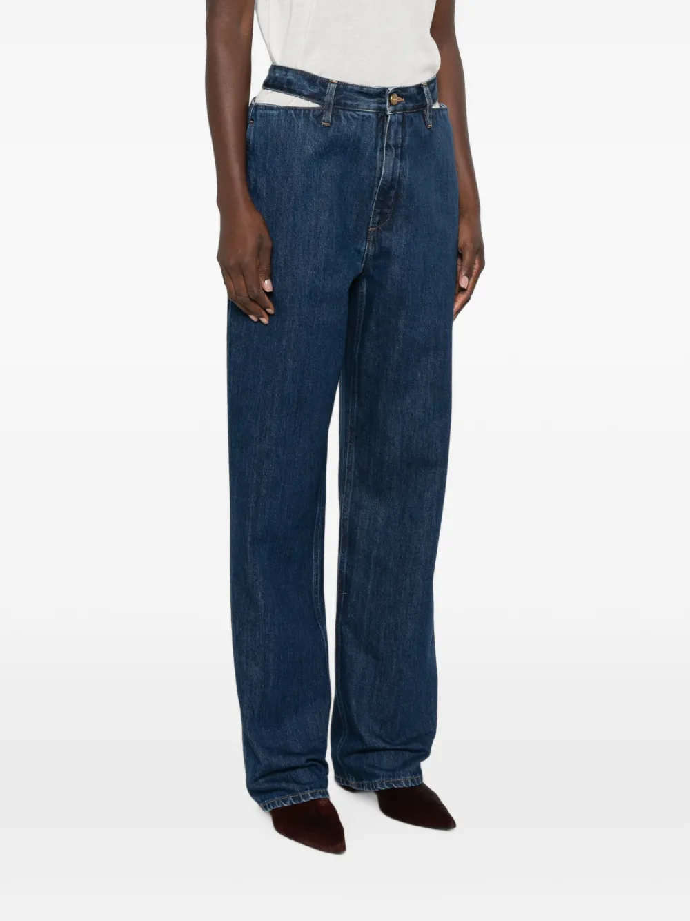 Jil Sander Jeans met riemlussen en uitgesneden details Blauw