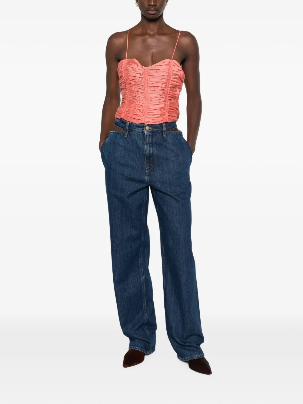 Jil Sander Jeans met riemlussen en uitgesneden details Blauw