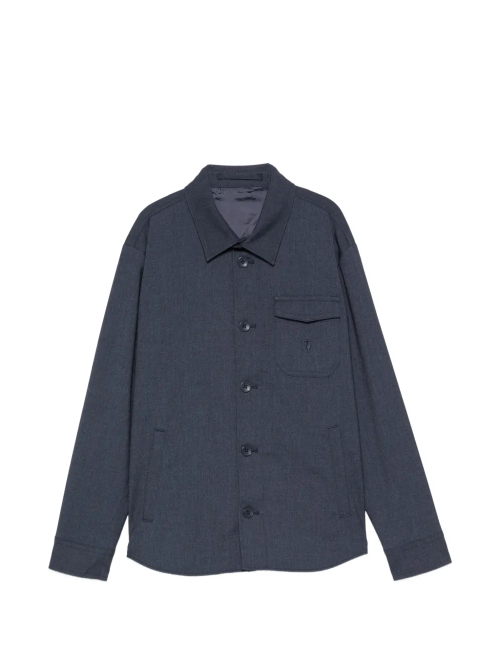 TRUSSARDI JUNIOR logo-embroidered chest-pocket shirt - Blau