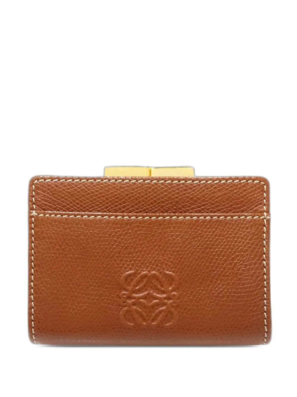 Loewe Pre-Owned 2010-2026 Leather Anagram coin pouch - Braun