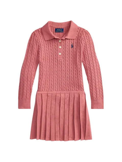 POLO RALPH LAUREN KIDS Faltenkleid mit Zopfmuster