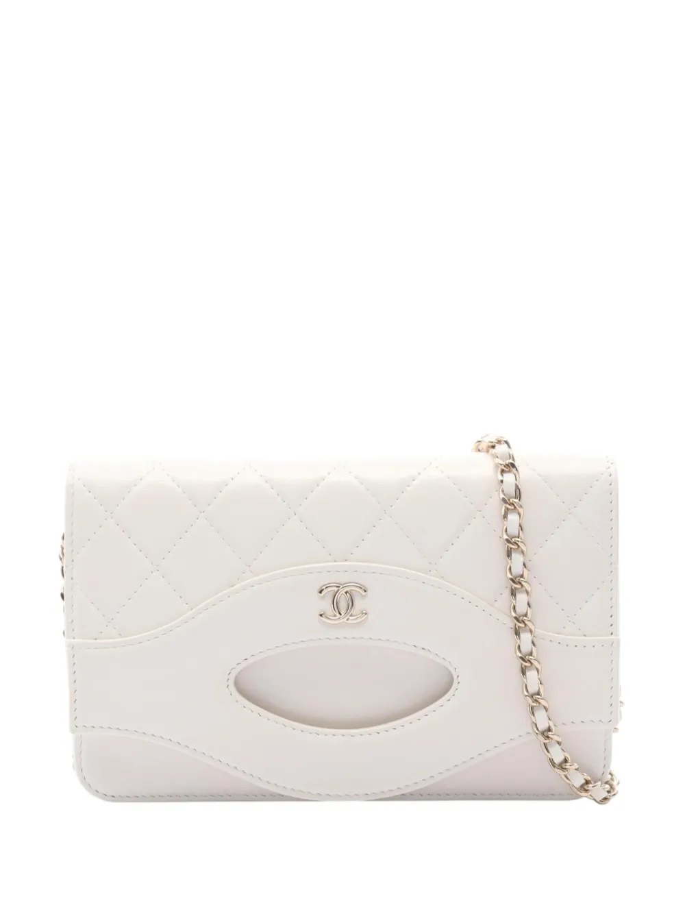 CHANEL Pre-Owned 2021-2026 Quilted Shiny Lambskin 31 Wallet On Chain crossbody bag - Bianco