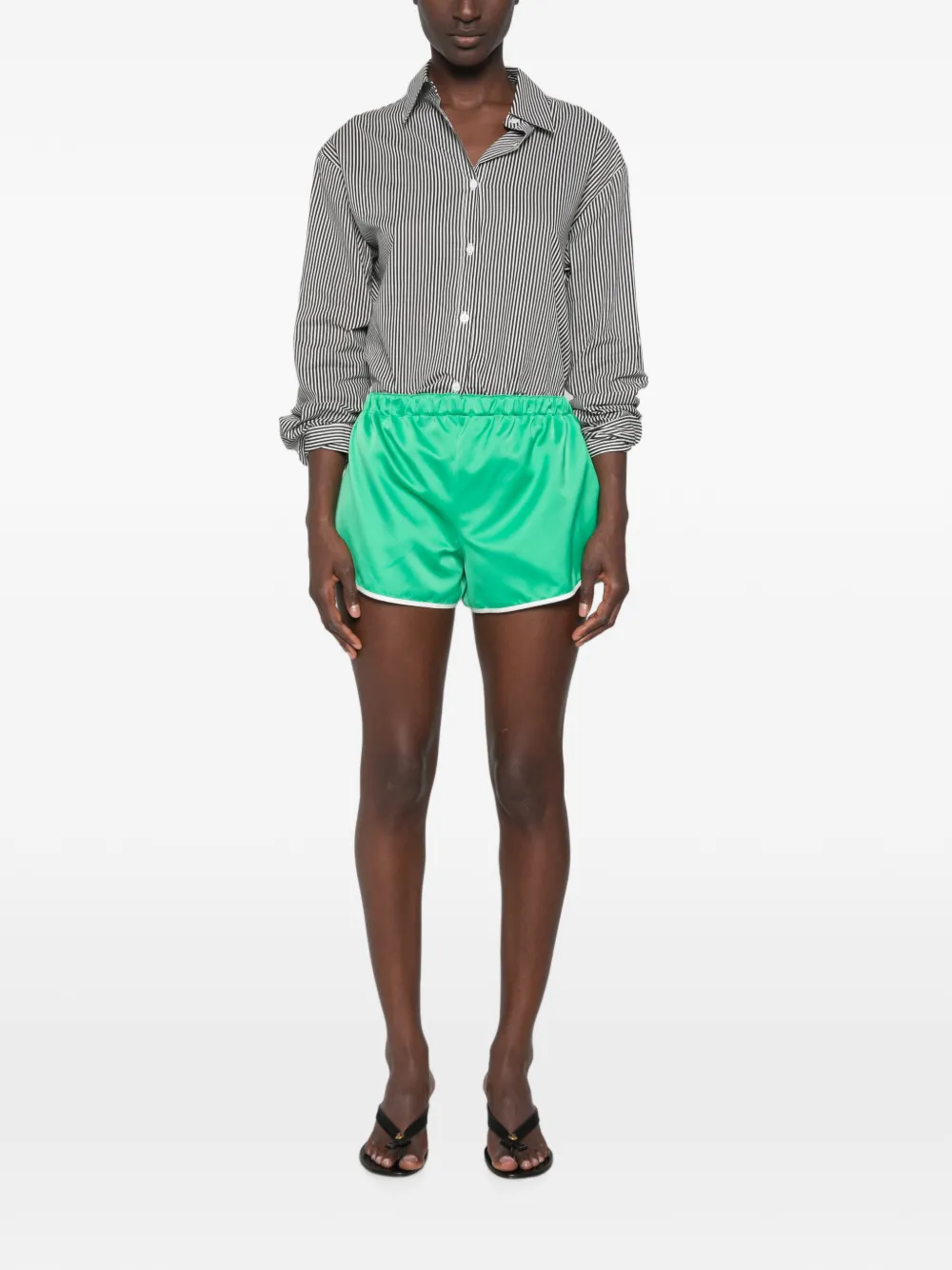 The Frankie Shop Cielo shorts met elastische taille en contrasterende afwerking Groen