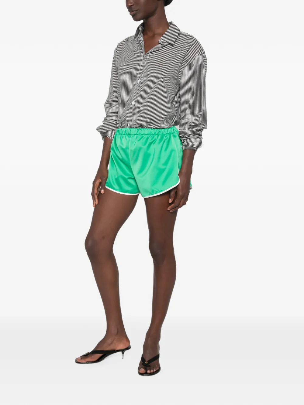 The Frankie Shop Cielo shorts met elastische taille en contrasterende afwerking Groen
