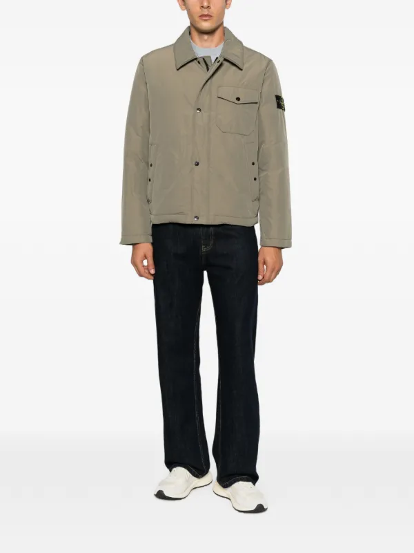 Stone Island logo-patch zip-fastening Jacket | Green | FARFETCH
