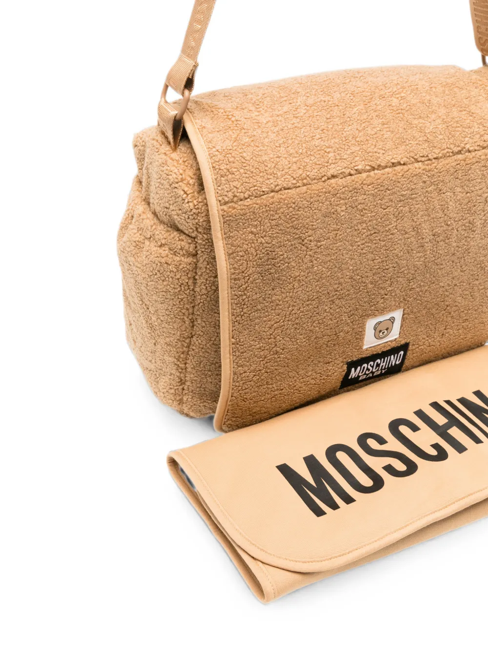 Moschino Kids teddy bear-patch changing bag Beige