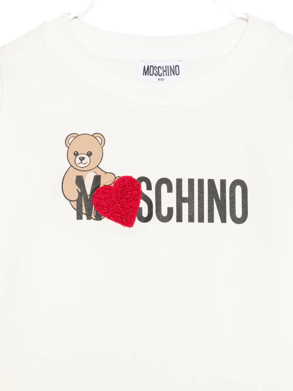 Moschino Kids Sweater met hart-patch en teddybeer-print Wit