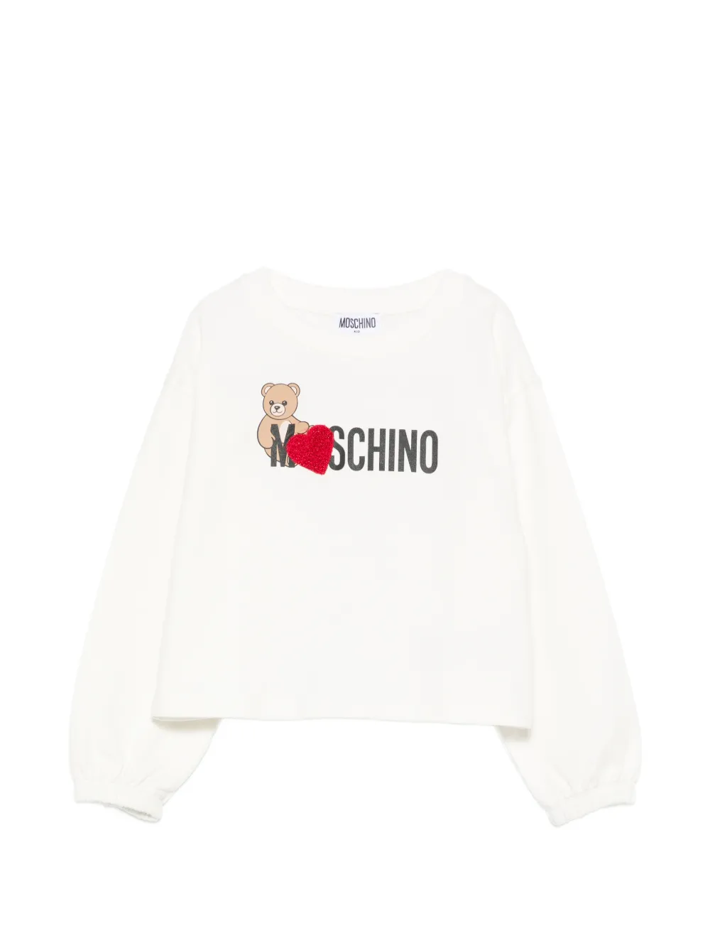 Moschino Kids teddy-print heart-patch sweatshirt - Bianco