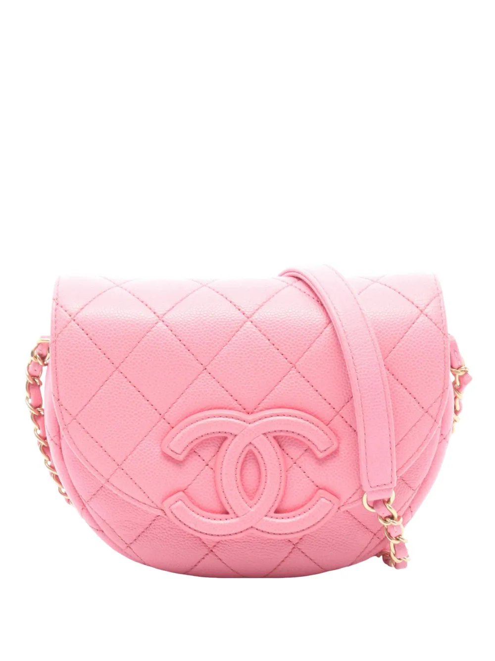 CHANEL Pre-Owned 2021-2026 Mini Quilted Caviar CC Messenger Flap crossbody bag - Rosa