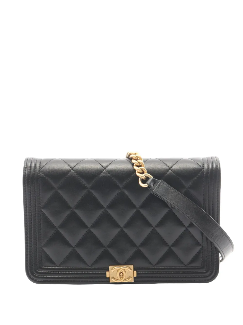 CHANEL Pre-Owned 2021 Lambskin Boy Wallet On Chain crossbody bag - Schwarz