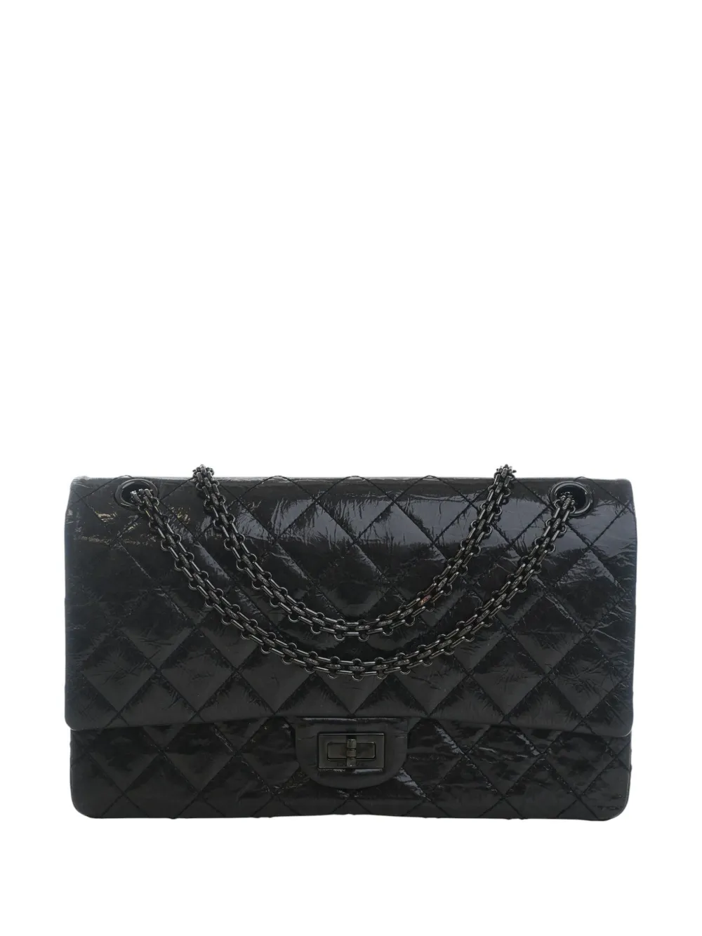 CHANEL Pre-Owned 2015-2016 Glazed Quilted Aged Calfskin So Black Reissue 2.55 Double Flap 226 shoulder bag - Schwarz