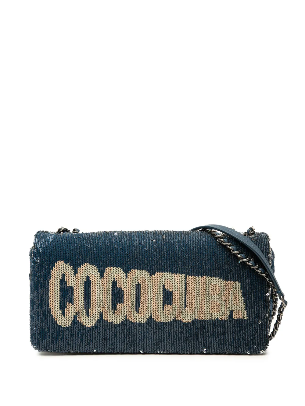 CHANEL Pre-Owned 2016-2017 Coco Cuba Sequins Flap Clutch with Chain crossbody bag - Blau