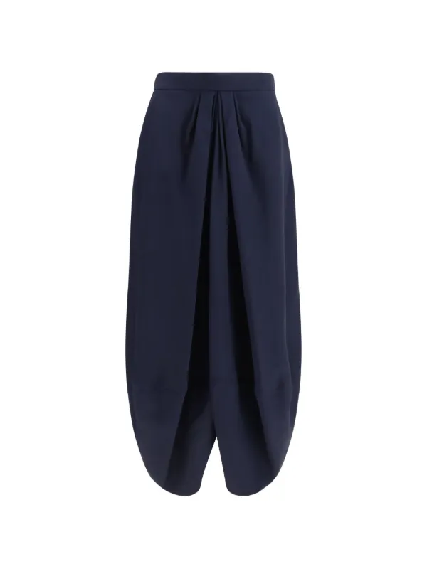 Giorgio Armani Pleated-detail Tulip-hem Skirt in Blue