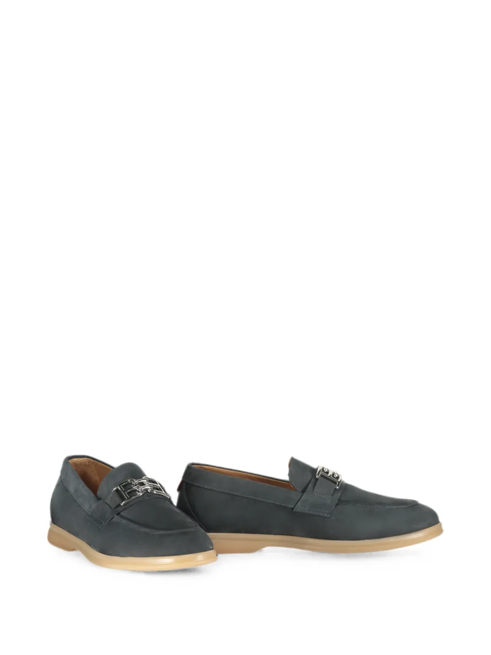 Bally logo-plaque leather loafers Grijs
