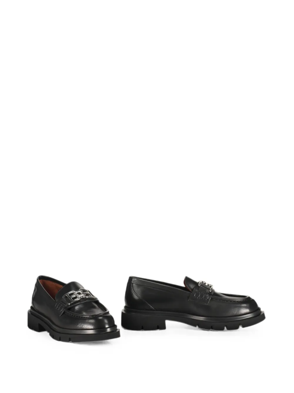 Bally logo-plaque leather loafers Zwart