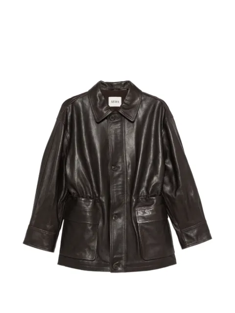 Arma drawstring-fastening leather coat