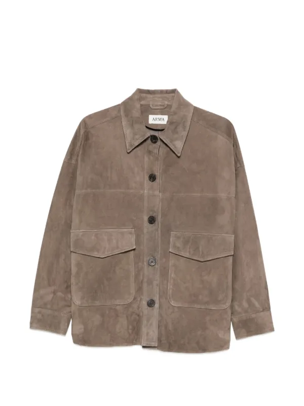 Arma Kaylee Suede Leather Shirt in Neutrals