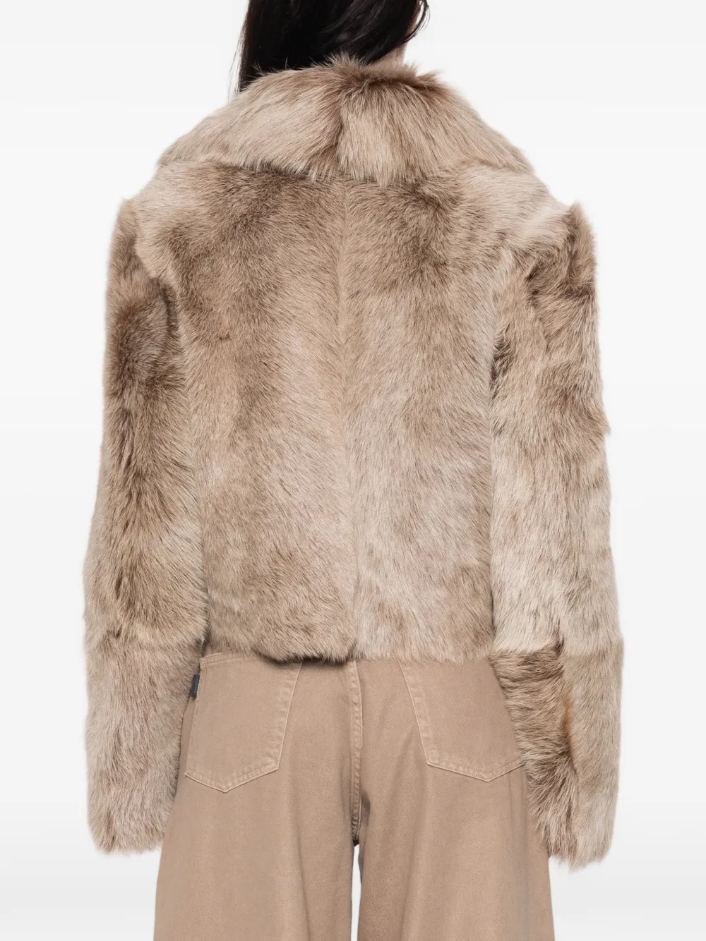 Arma faux-fur collarless coat Bruin
