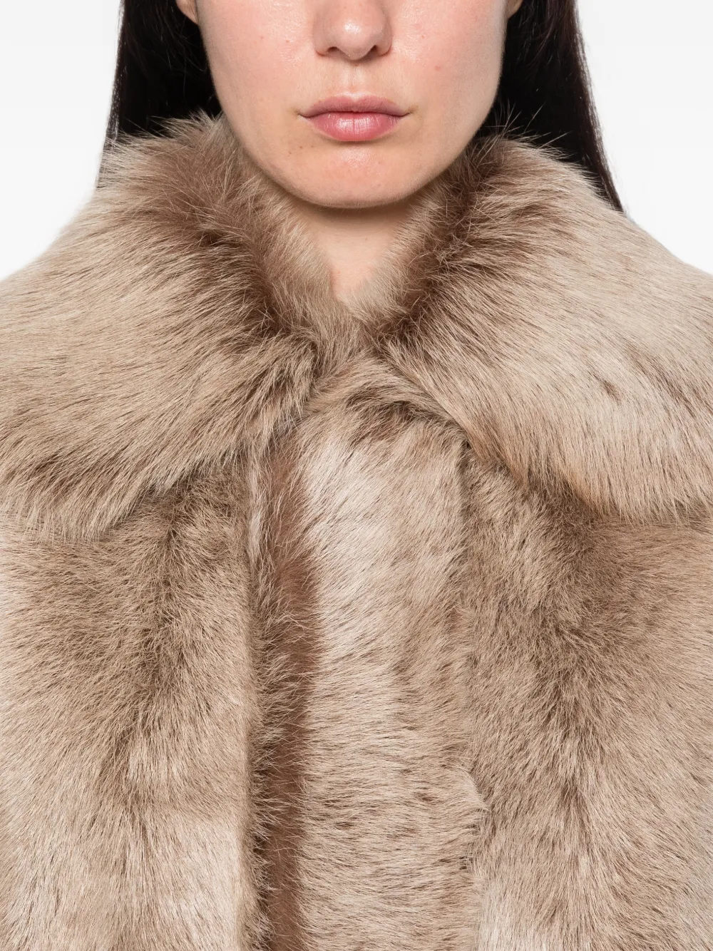Arma faux-fur collarless coat Bruin