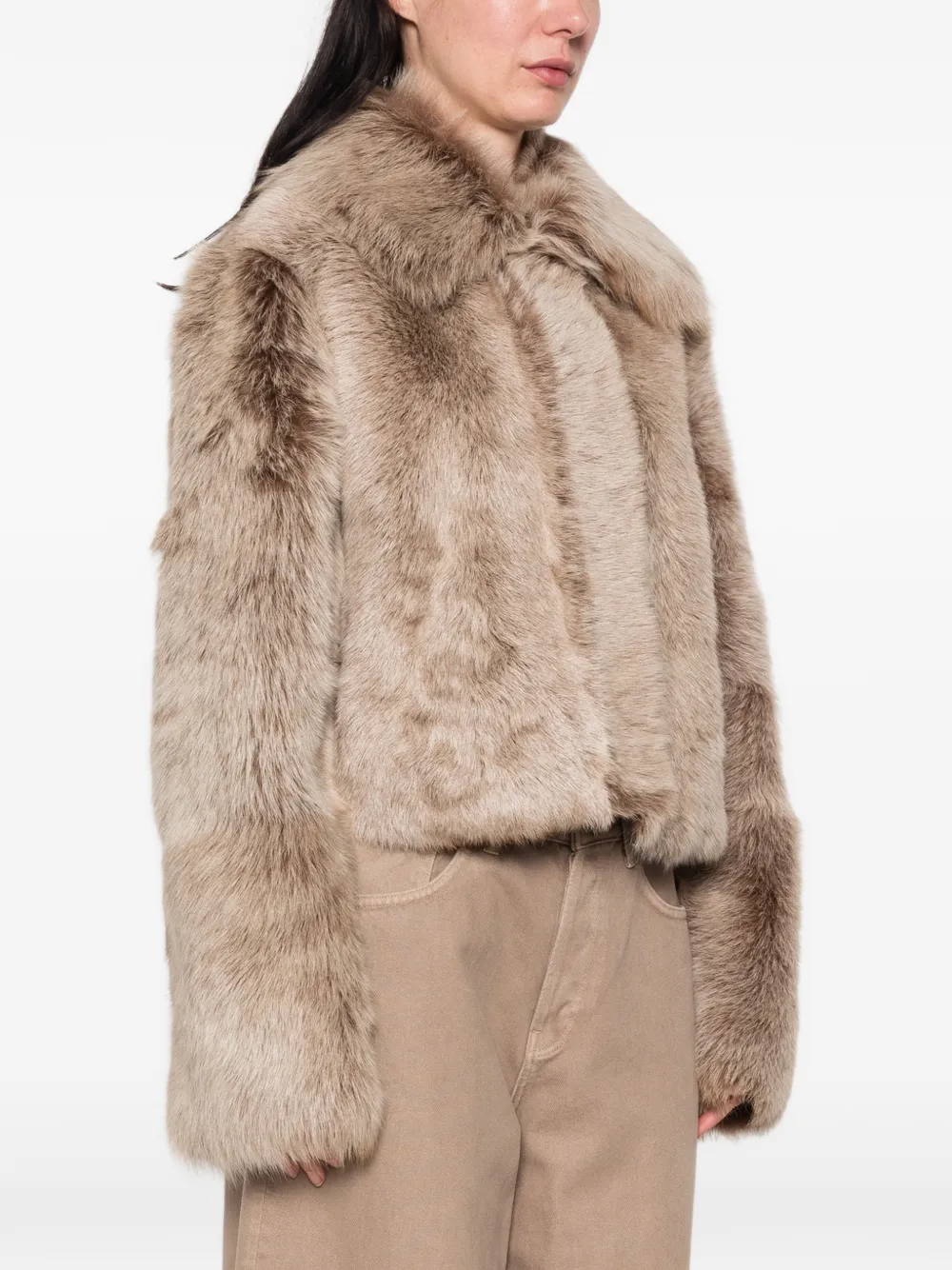Arma faux-fur collarless coat Bruin