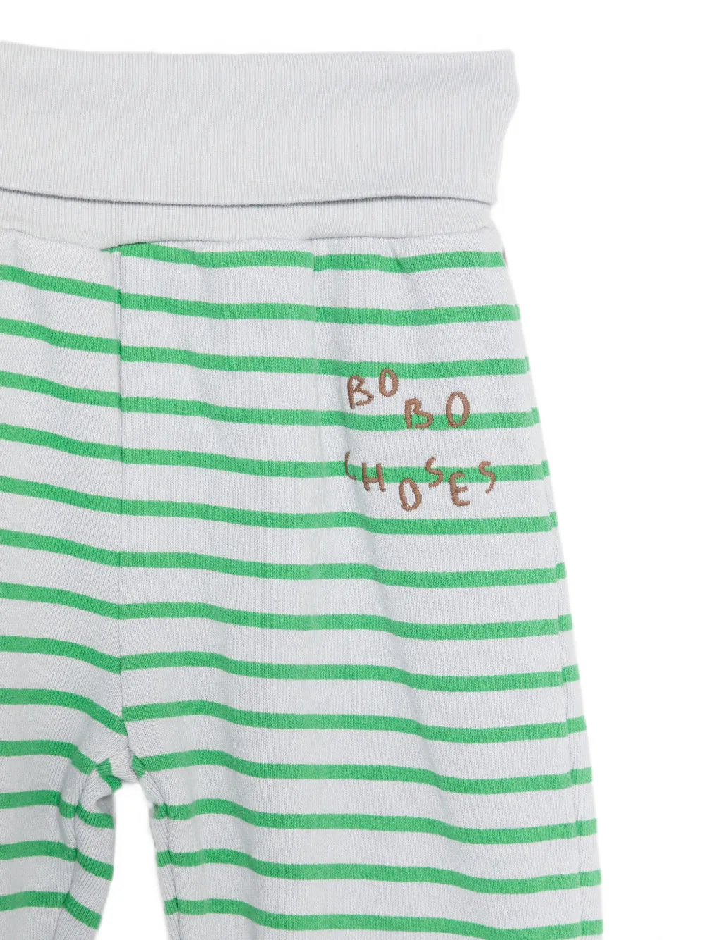Bobo Choses Gestreepte trainingsbroek met geborduurd logo Grijs
